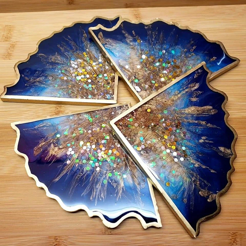 Силиконовая форма для эпоксидной смолы 4 агата декоративная пластина каменной