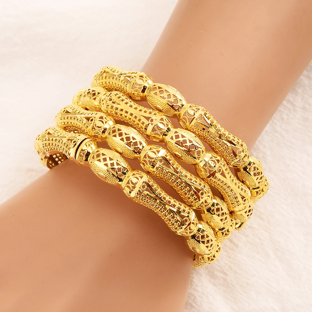 4 золотые женские браслеты Дубай модные арабские ювелирные изделия в Африканском