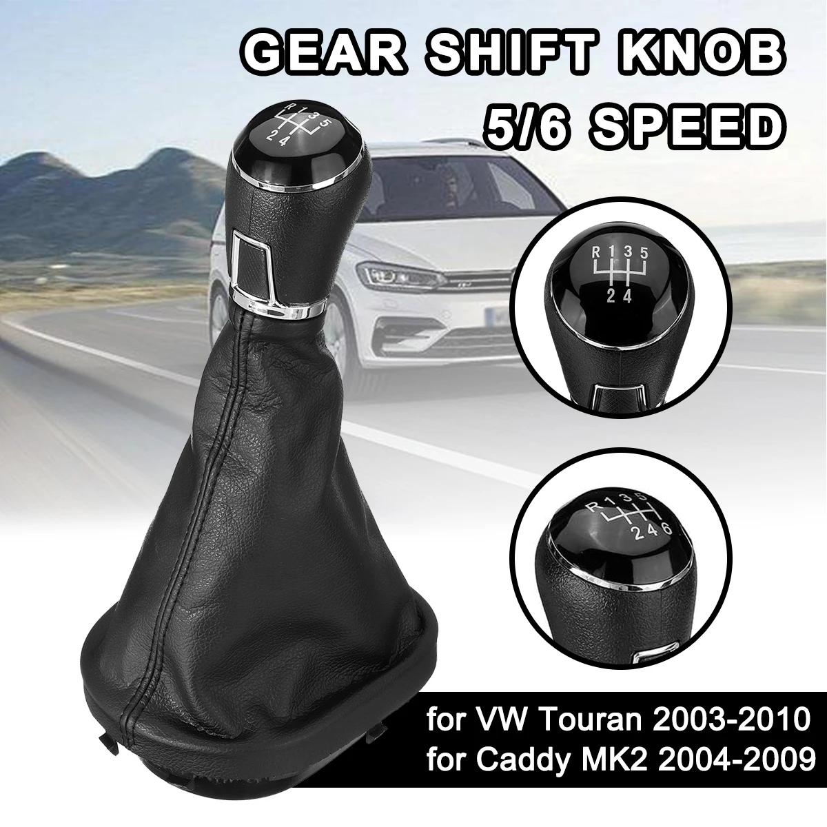 For VW Touran 2003-2010 Caddy MK2 2004 2005 2006 2007 2008 2009 Gearstick Gaiter Boot 5/6 Speed Gear Shift Knob Unique Stylish