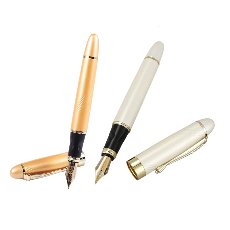Jinhao 2 шт. роскошный М перо 18KGP авторучка кривая золото и серебро |