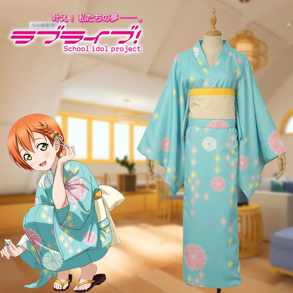 

Игра LoveLive! Костюм для косплея Marbles Hoshizora Rin, женское кимоно, зеленый банный халат, корсет, заколка-бант, одежда для взрослых