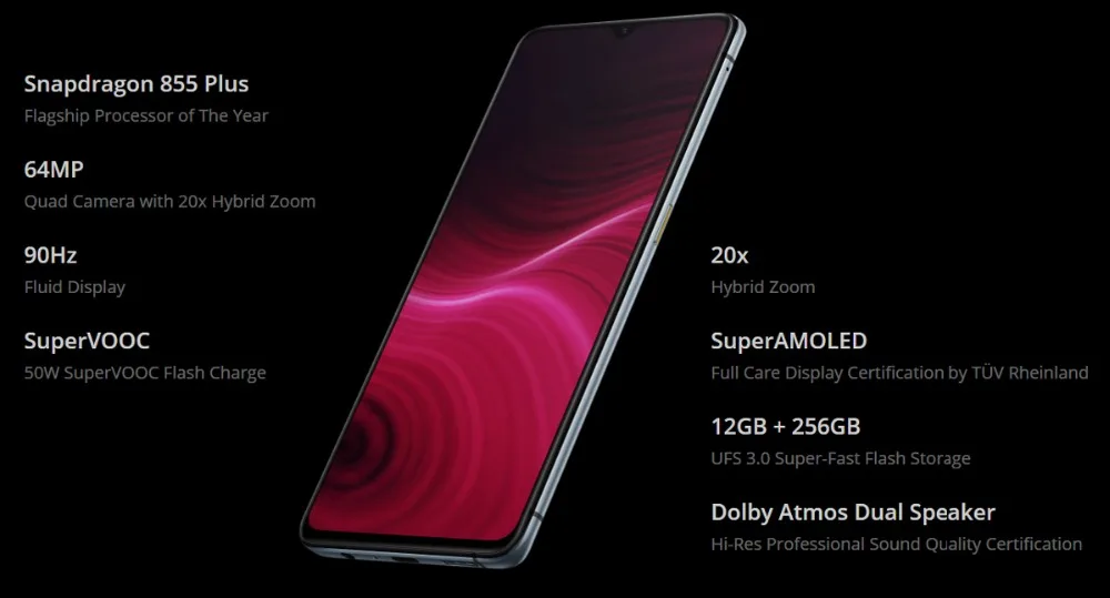 Мобильный телефон realme X2 Pro X 2 Pro Snapdragon 855 Plus с глобальной версией, 8 ГБ, 128 ГБ, 6,5 дюйма, 64 мп, четыре камеры, 90 Гц, дисплей NFC, 50 Вт, VOOC