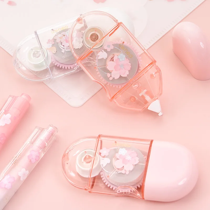 Cute Cherry Blossom 8m Correction Tape Pen Non-Refillable White Out for Students Office Supplies | Канцтовары для офиса и дома