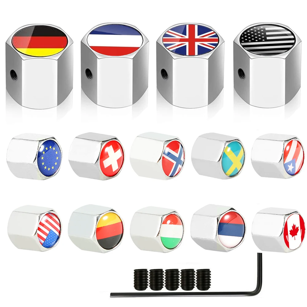 

Anti Theft Tire Valve Caps National Flag Zinc Alloy Anti-theft Car Tire Valve Caps Wheel Tires Tire Stem Air Cap Airtight Cover