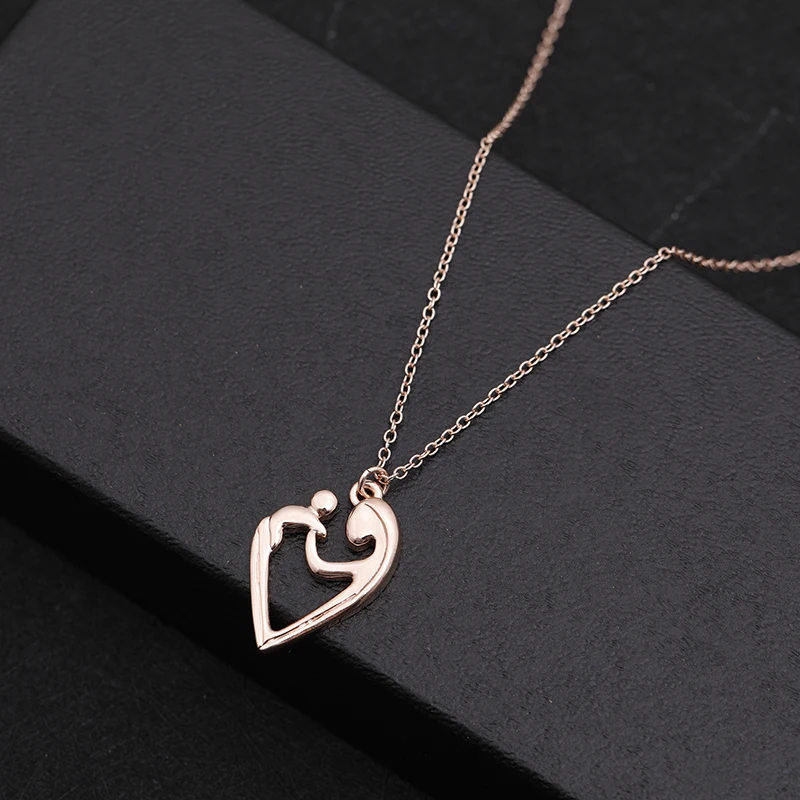 Rose Gold Color Pendant Necklace Parent-Child Mother's Day Theme Alloy Jewelry Adornment Heart-Shaped Mother's Love Necklace