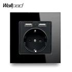 Европейская настенная розетка с 2,4 А, 2 x USB-порта для зарядки, настенная стеклянная розетка, европейская стандартная розетка с двумя USB-портами