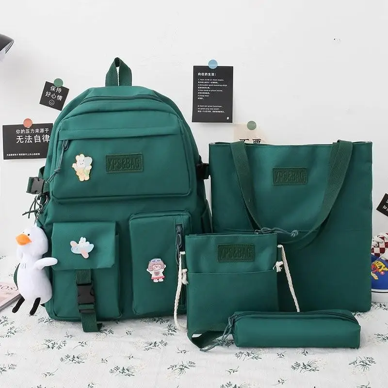 4 Pcs Set New Casual Backpack School Bag For Teenager Girl Women Backpack Cute Student Shoulder Bags Children's Book Bags