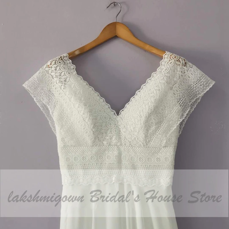 Lakshmigown Винтаж Boho Свадебное Платье пляжное 2020 глубокий v образный вырез на шее