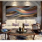 Современная Абстрактная радужная картина маслом на холсте, постеры и принты, Настенная картина из ленты художественная роспись Абстрактная для украшения гостиной
