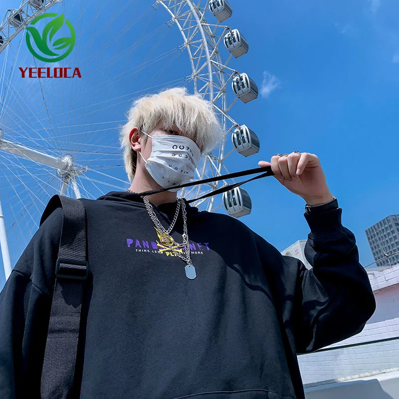 Осень-зима 2019 хип-хоп Толстовка для мужчин повседневная пара уличная панда принт