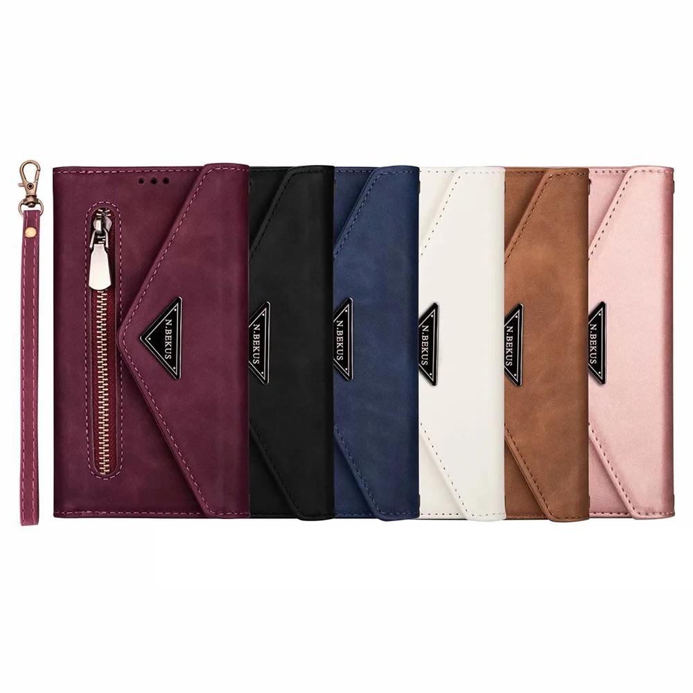 

Zipper Card Wallet Flip Phone Case for Samsung Galaxy Note10 Plus Note8 Note9 Note20 A71 A51 5G Crossbody Bag Lanyard Cover