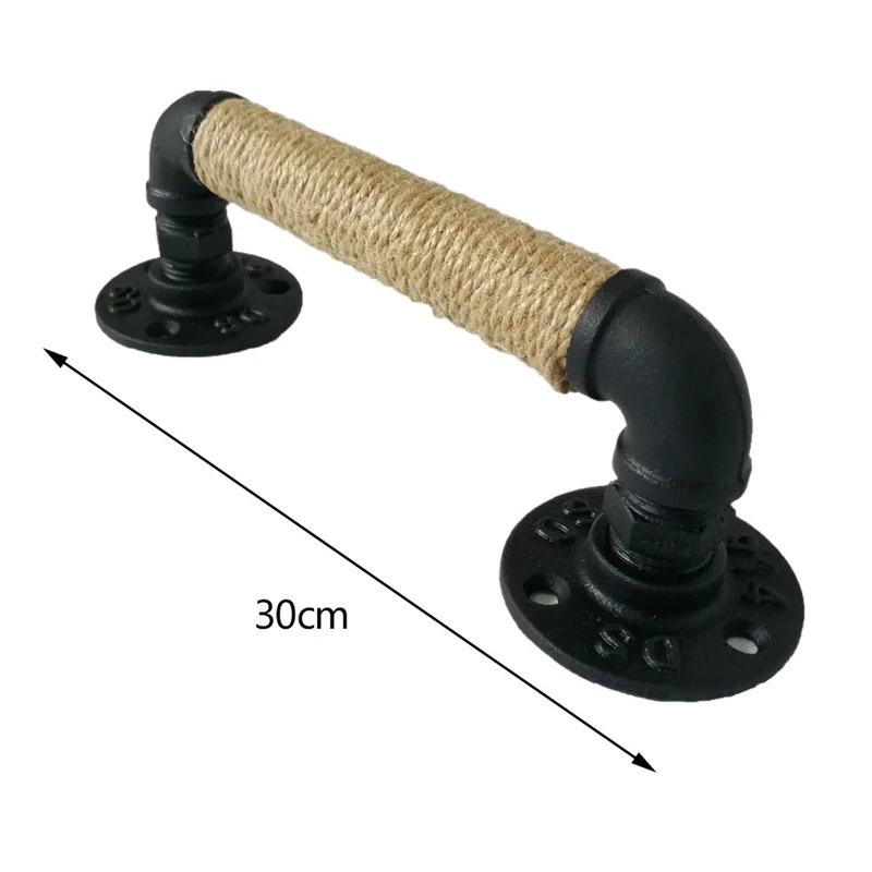 New Industrial Style Pipe Furniture Handle Barn Sliding Wooden Door Handles Black Antique Vintage European Wrought Iron Rope Han |