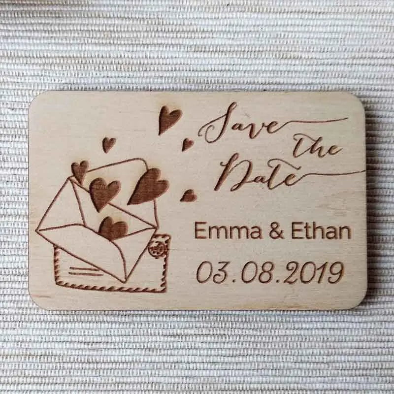 Персонализированные деревенские деревянные магниты для сохранения даты