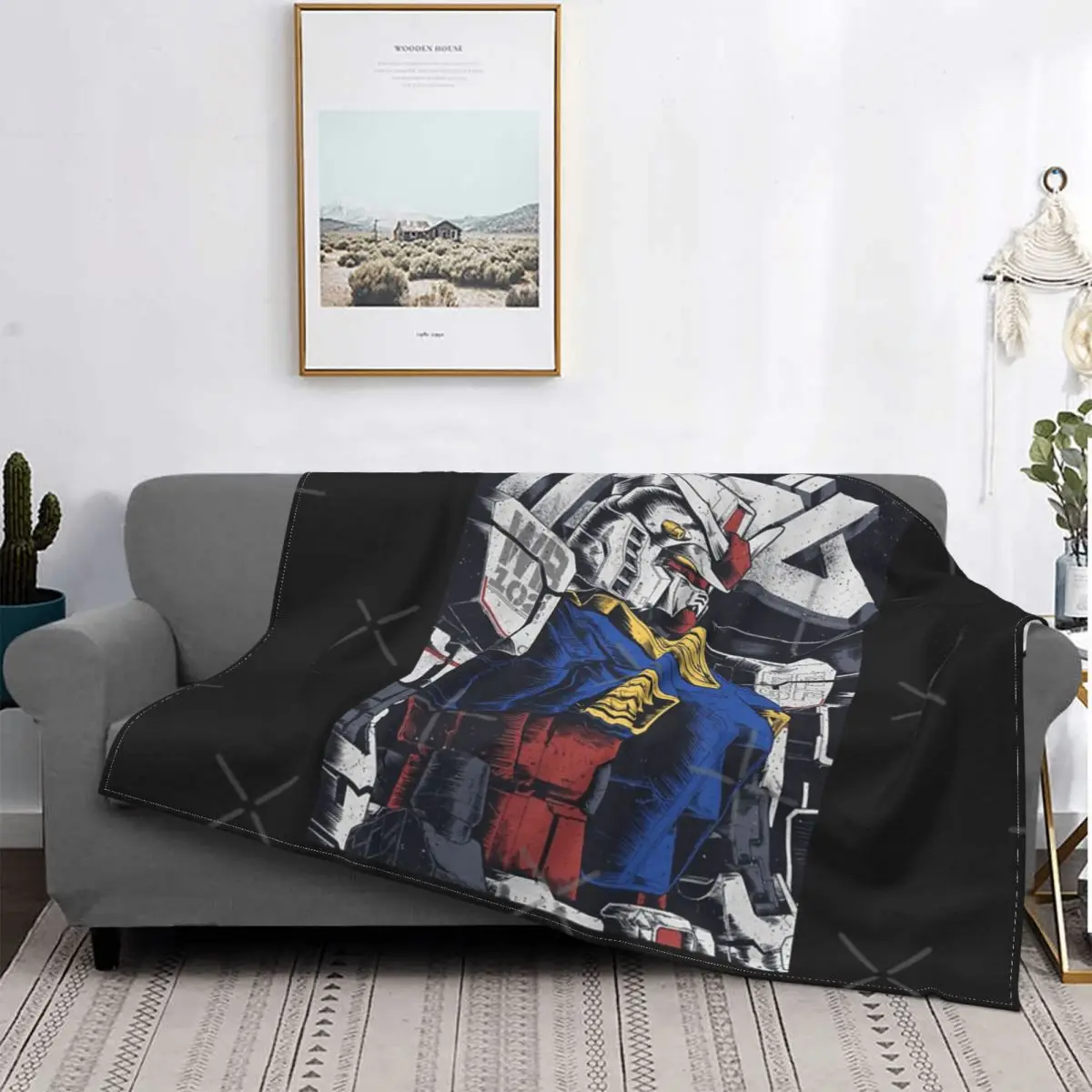 

Gundam Rx 78-Manta a cuadros para cama, funda para sofra, manta double, ropa de cama y fundas