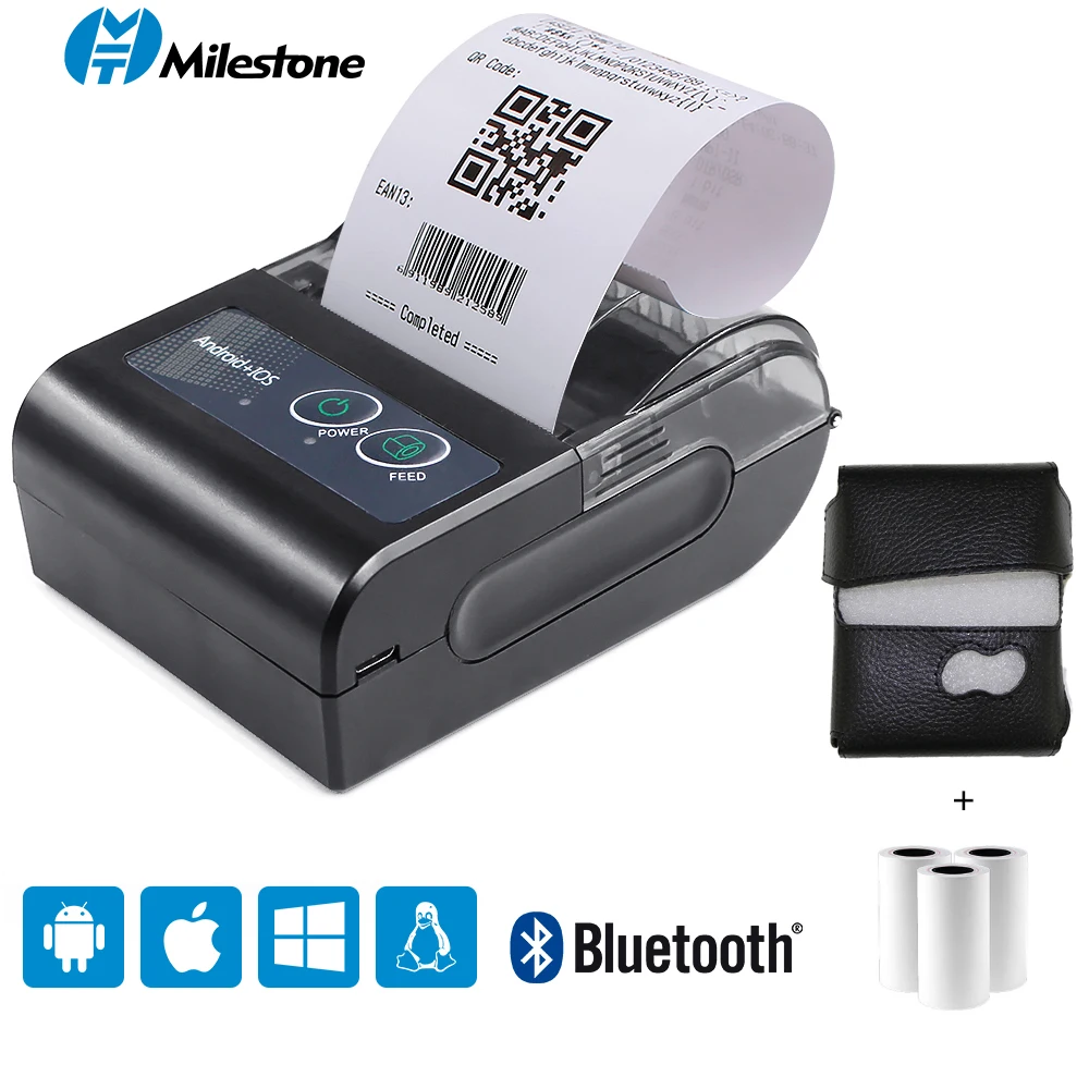 

Wireless Portable Thermal Receipt Printer Mini USB Bluetooth Ticket Printer 58mm 2 inch Mobile Phone Android POS PC For Store