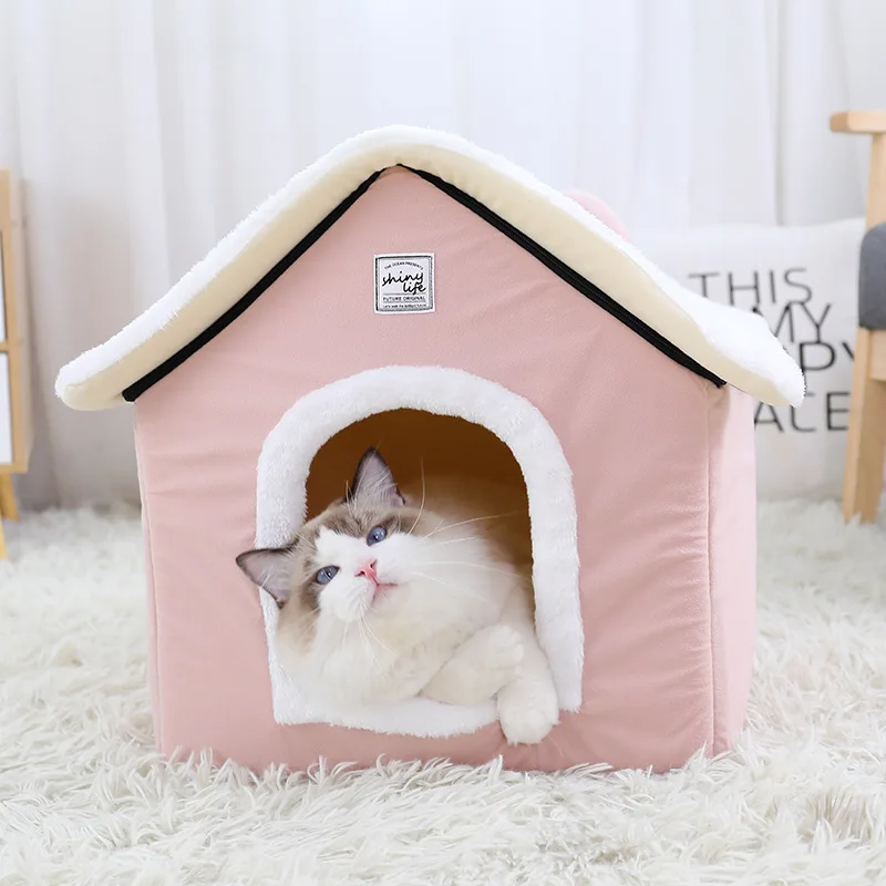 

Cat Litter Winter Warm Cat Supplies Kennel Removable and Washable Semi-enclosed Four Seasons Usable Cat Litter House Villa