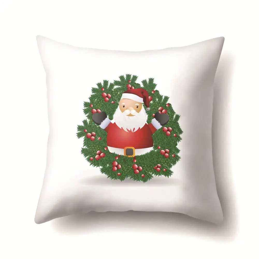 2BZ-40543-278 1Pcs Santa Pattern Christmas Cushion Cover 45*45 Decorative Throw Pillow Xmas New Year Home Decor Polyester Pillowcase 40543 - Цвет: 2BZ-40543-278