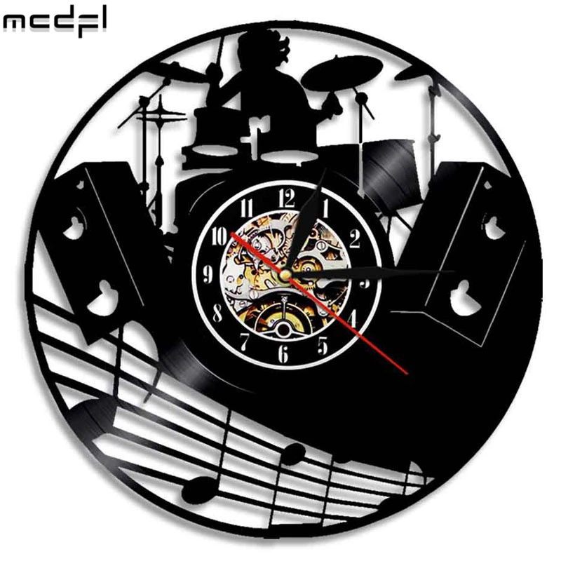 Музыкальный инструмент современный дизайн Виниловая пластинка настенные часы