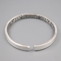 pure 925 sterling silver bangle 6mm carved flower pattern open bracelet 30g for men women lucky gift