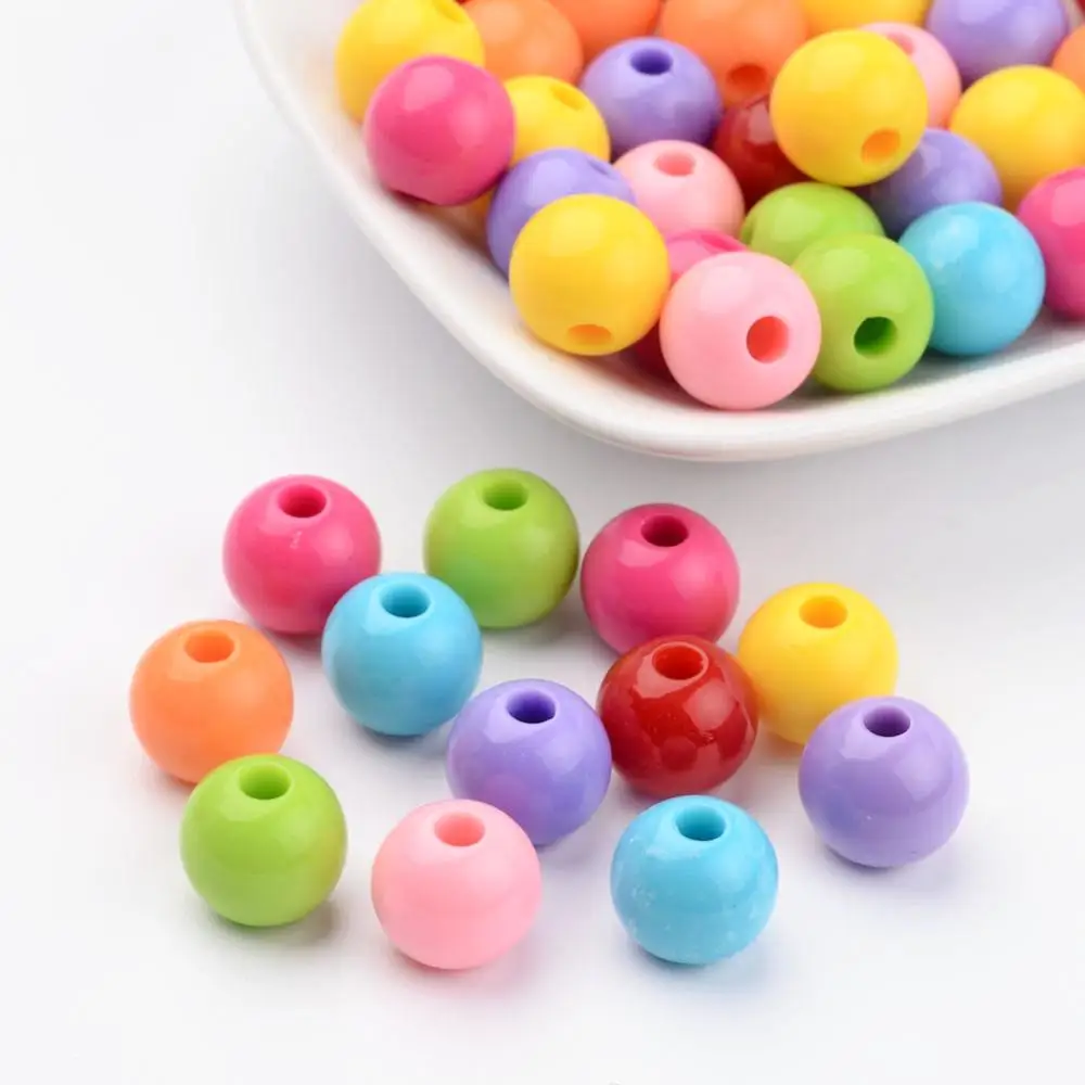

500g Mixed Color Acrylic Jewelry Beads Loose Round Beads Size: about 6mm in diameter hole: 1~2mm about 4200pcs/500g