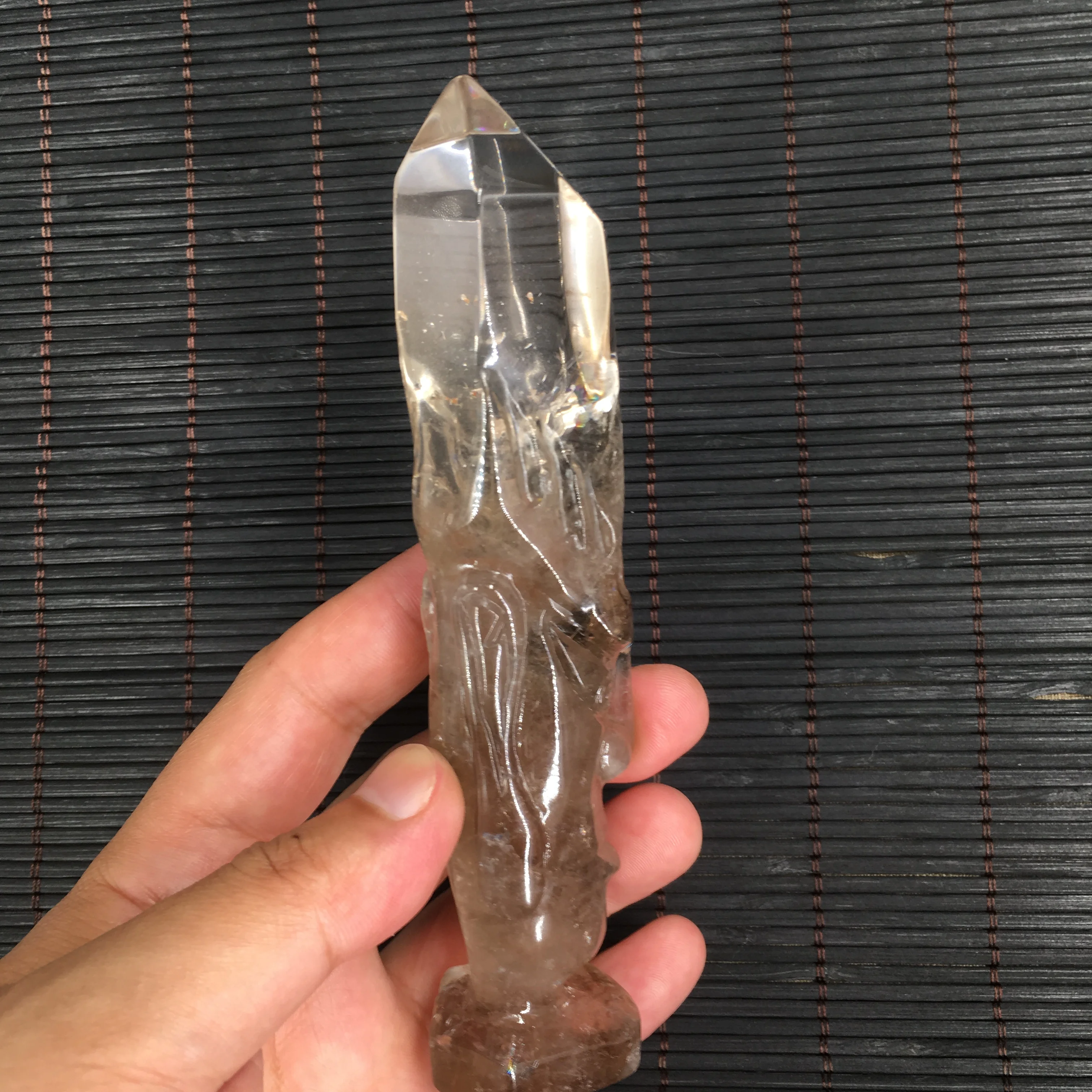 Натуральный кварцевый кристалл резной Бог богатства T1432 | Дом и сад