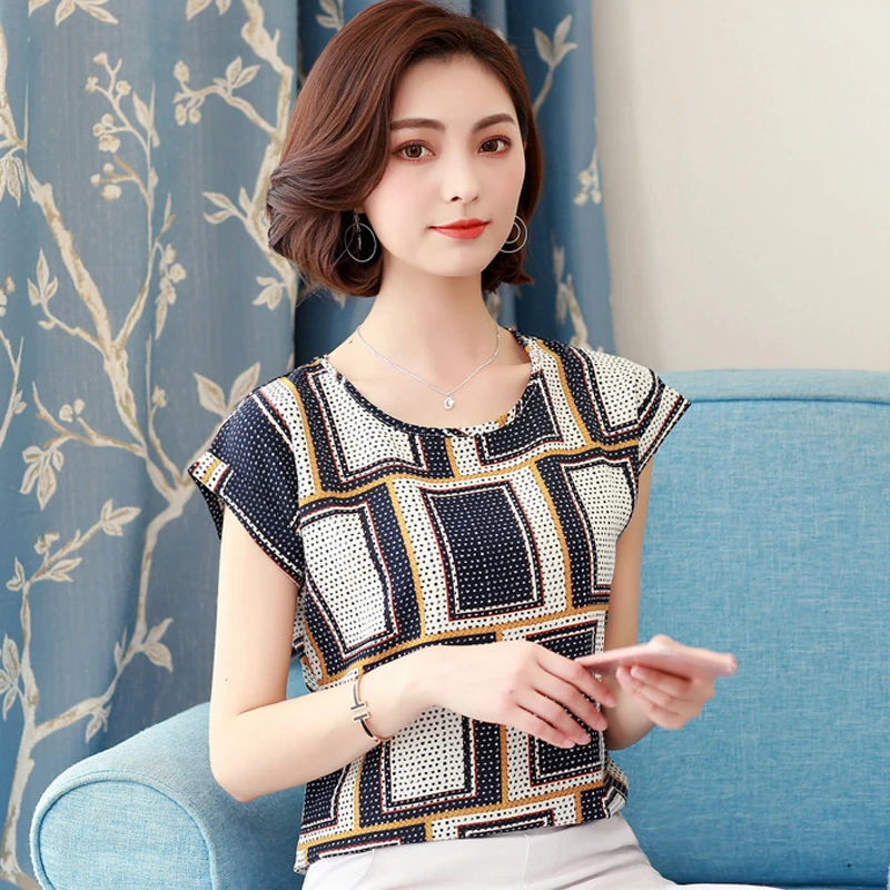 Шифоновая блузка большого размера для женщин 2020 летние рубашки с принтом