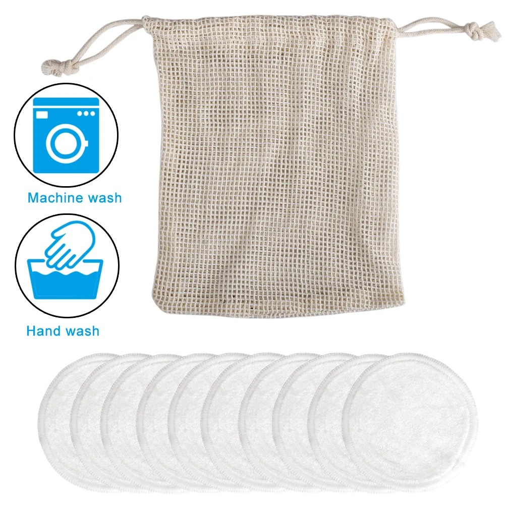 10 шт. многоразовые прокладки для снятия макияжа с сетчатой сумкой|Ватные изделия