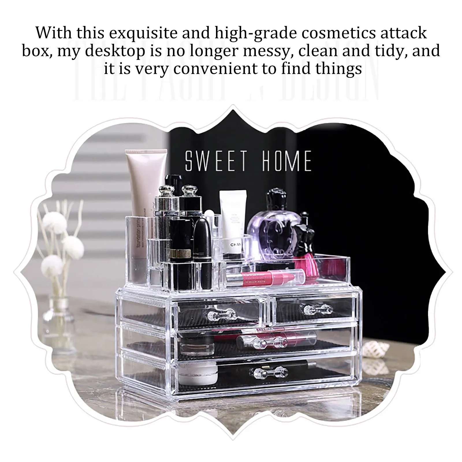 

Large Capacity Cosmetic Storage Box Makeup Drawer Organizer Desktop Nail Polish Makeup Container Acrylic Cosmetics Storage Box