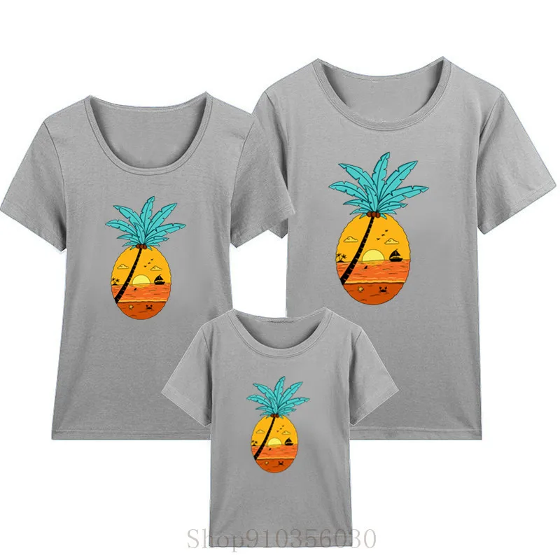 Платье для мамы и дочки с принтом ананаса лето закат Калифорния детская одежда