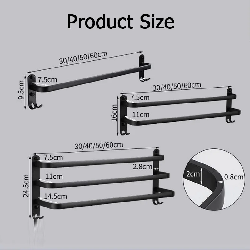 Алюминий 3 Слои Полотенца стеллаж для выставки товаров рельс вешалки настенный 30