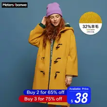 Metersbonwe, Женское шерстяное пальто, верхняя одежда, зимняя одежда, офисное Женское пальто, Модное теплое шерстяное элегантное пальто 739545