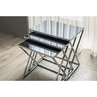 sawoli royal metal foot mirrored silver nesting table stylish modern furniture living room hall office