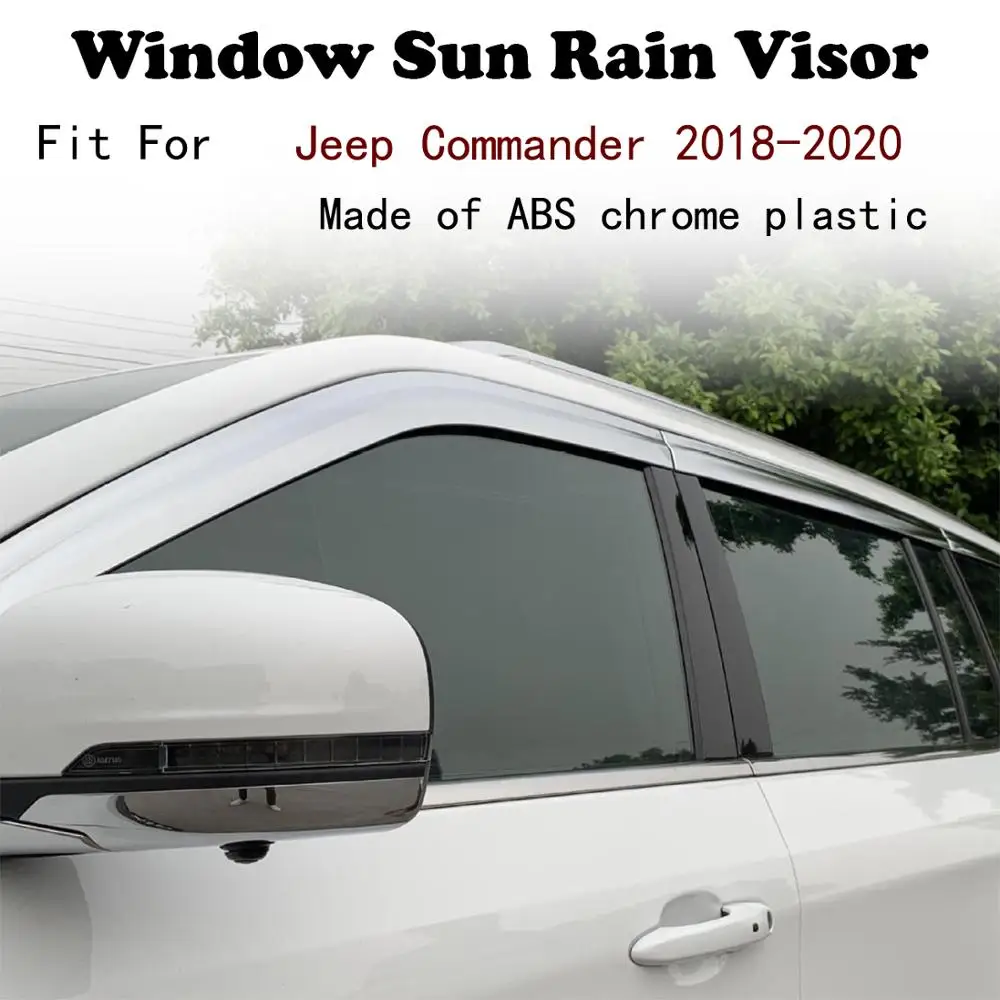

ABS хромированный Пластиковый оконный козырек тенты Защита от солнца и дождя автомобильные аксессуары для Jeep Commander 2018-2020