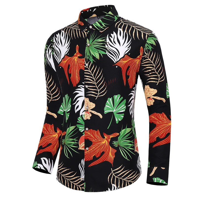 

Мужская свободная рубашка с длинным рукавом на весну и осень, однобортная Повседневная рубашка с острым воротником