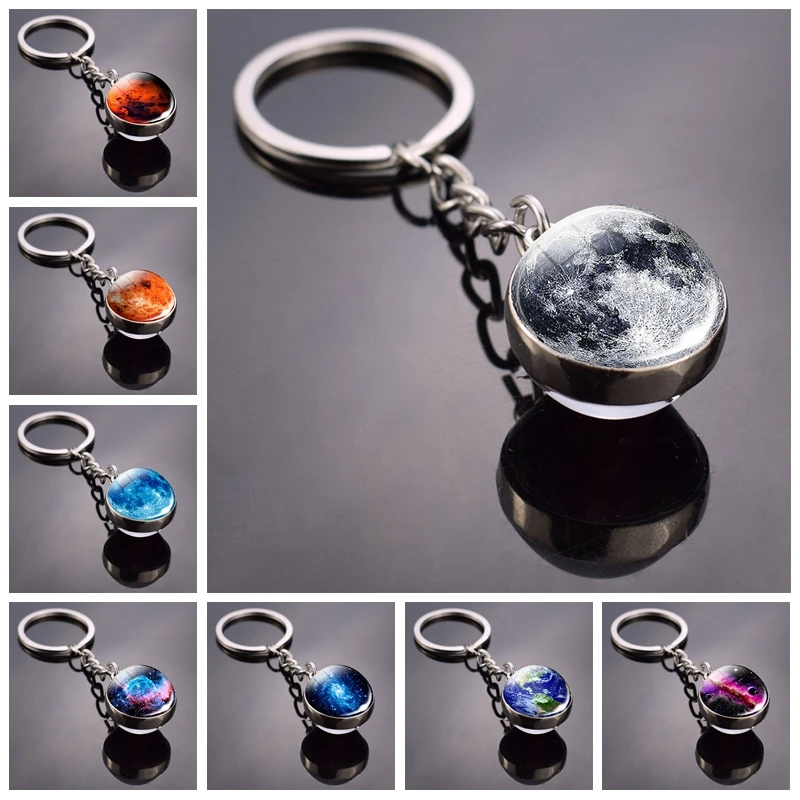 Брелок луна Солнечный Системы планету в искусстве Стекло мяч брелок Galaxy