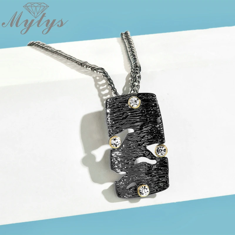Mytys два стиля антикварное ожерелье черный цвет геометрическое квадратное дерево