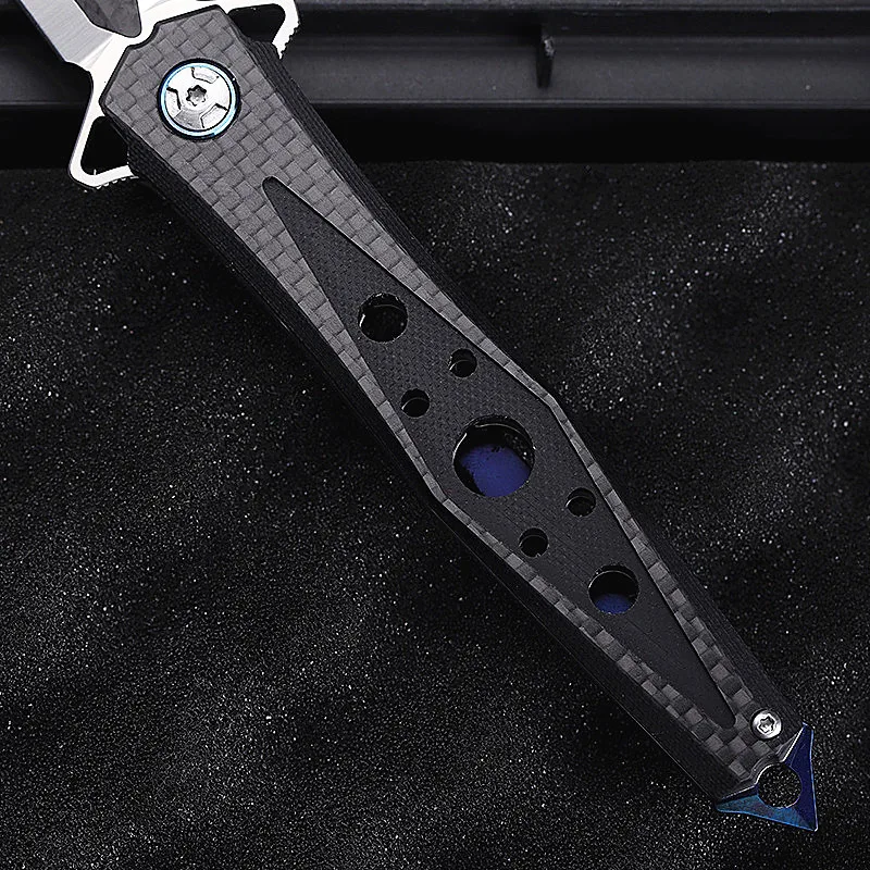 Beli Baru Gratis Pengiriman Outdoor Tempur Taktis Pisau Lipat Self-Pertahanan Survival Camping G10 Carbon Fiber Portable Berburu Pisau