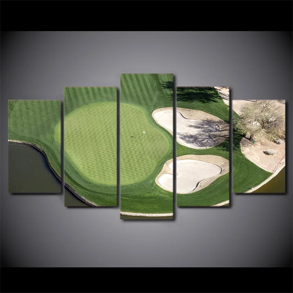 

Frame Wall Art Poster Modern Home Decor 5 Panel Golf Course Landscape Living Room Canvas HD Print Painting Modular Pictures