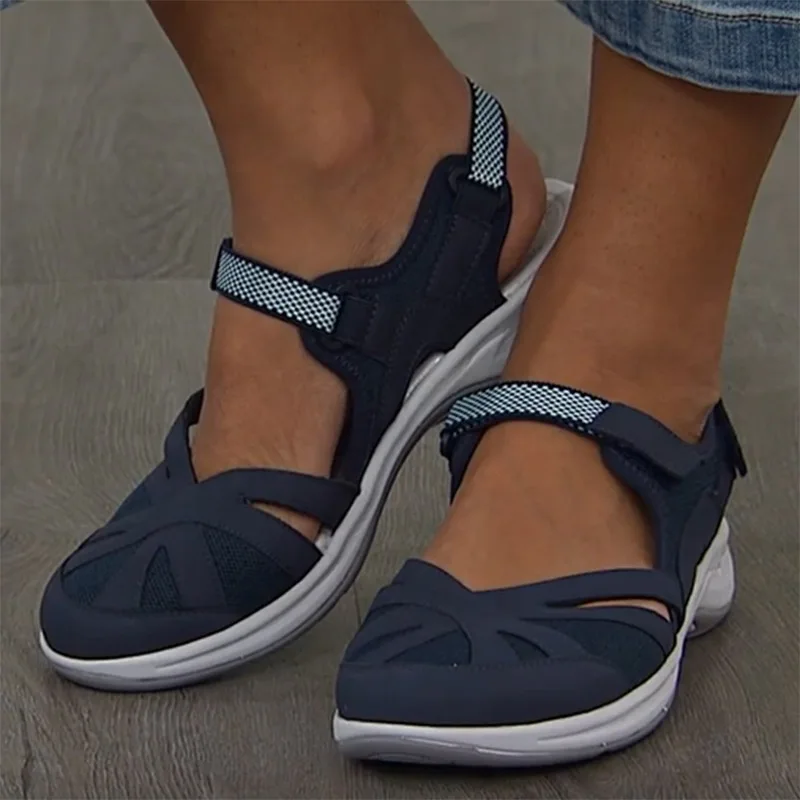 

2021 New Summer Shoes For Women Sandals Solid Round Toe Mesh Breathable Casual Lady Sandalias Beach Female Wedge Sandalias