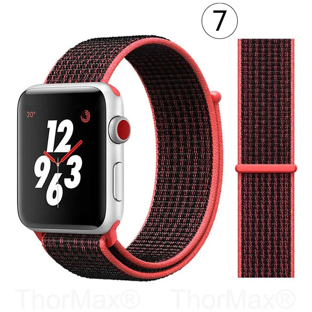 Ремешок для часов Apple Watch 4 серии 5 4 3 мягкий легкий дышащий нейлоновый спортивный ремешок 38 мм 42 мм 40 мм 44 мм Ремешки для наручных часов - Цвет ремешка: 7-Pink Black