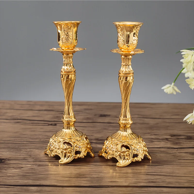 

Classic Luxury Gem Flower Candlestick European Metal Candle Holder Room Decoration Ornament Home Decoration Accessories