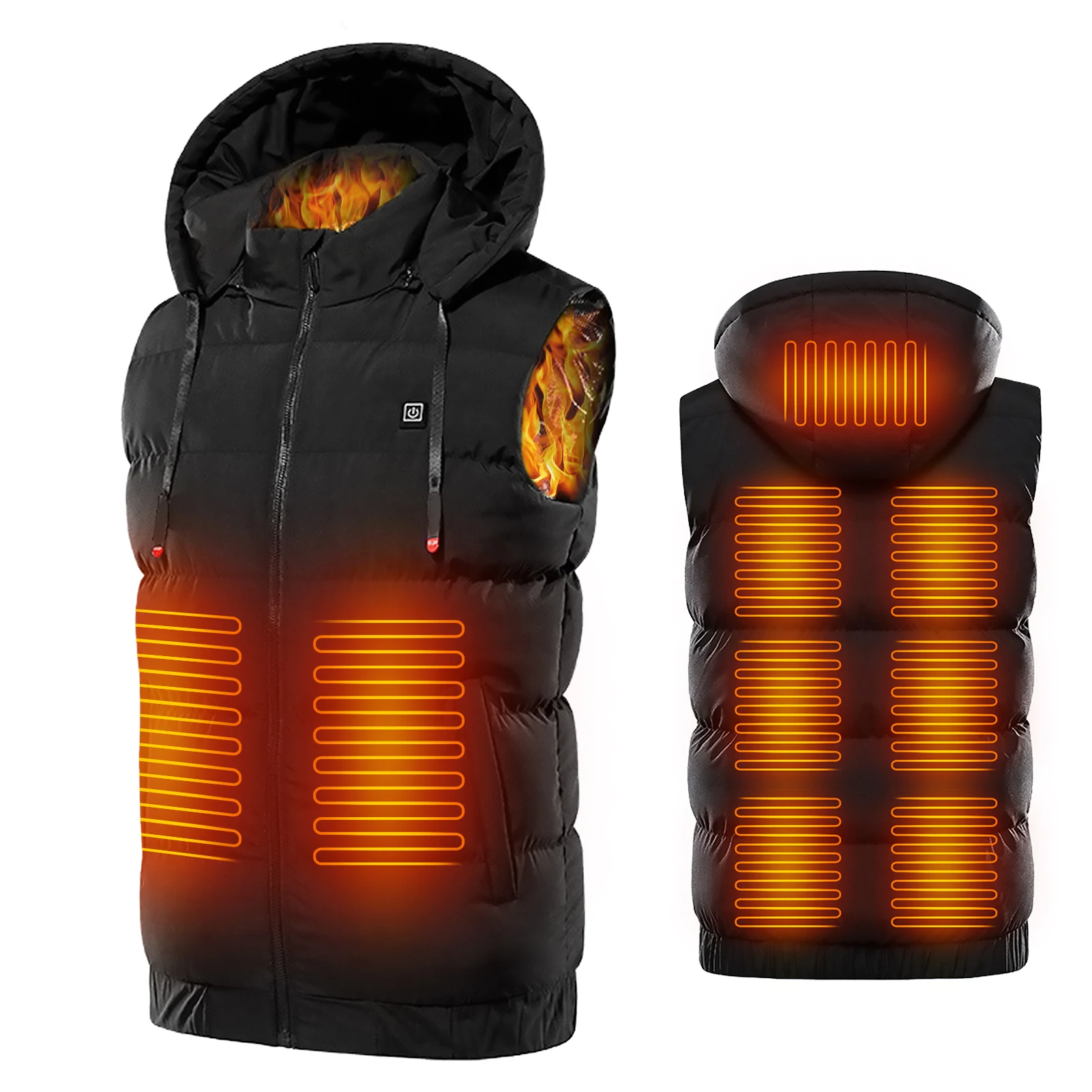 

Мужской жилет с подогревом и съемным капюшоном, ветрозащитный уличный зимний теплый жилет с подогревом w 9, жилет с электрическим подогревом...