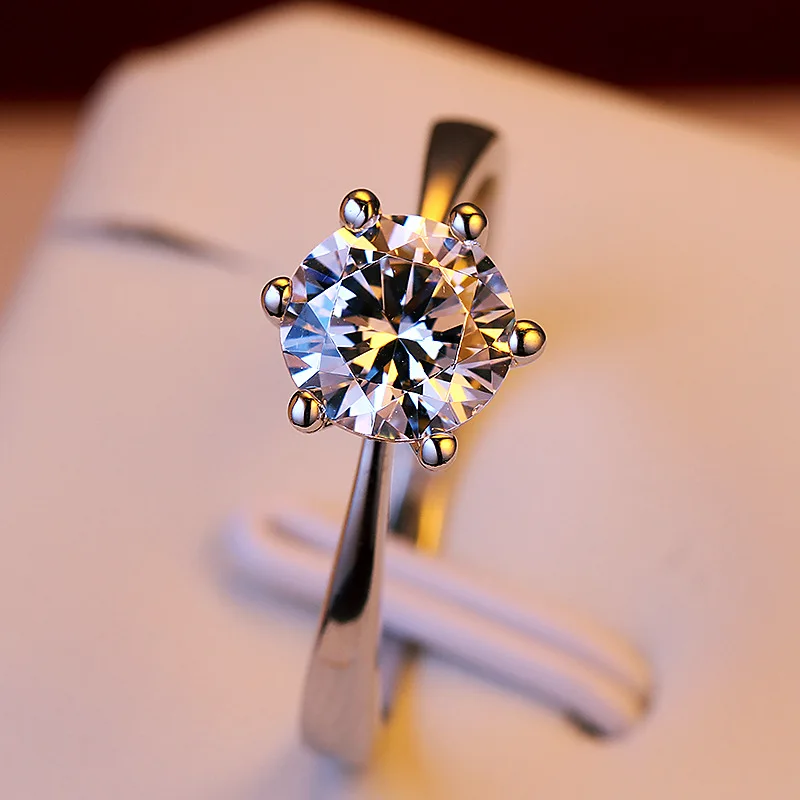 Hot sale white gold color rings inlaid big crystal for women wedding jewelry latest popular 2 carats finger gift | Украшения и