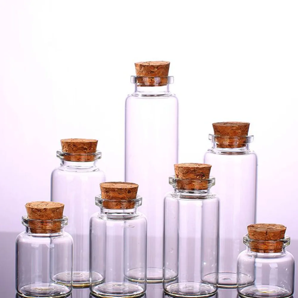 

20pcs Cork Glass Bottles Mini Wishing Bottle Transparent Wish Jars Portable Storage Bottle Tea Subpacking Bottles for Home Party