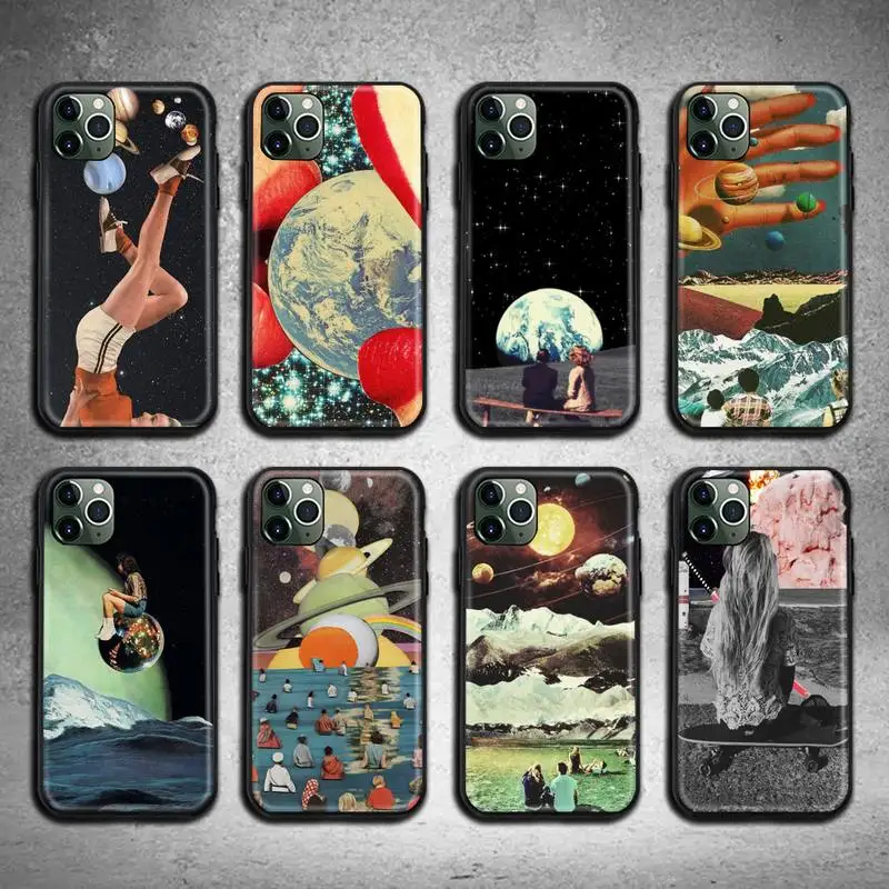 funny space moon astronaut phone case for iphone 12 pro max mini 11 pro xs max 8 7 6 6s plus x 5s se 2020 xr case free global shipping