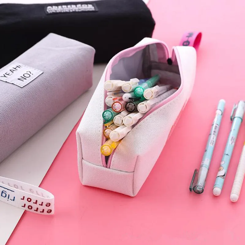 Компактный однотонный студенческий портативный чехол для карандашей школьный