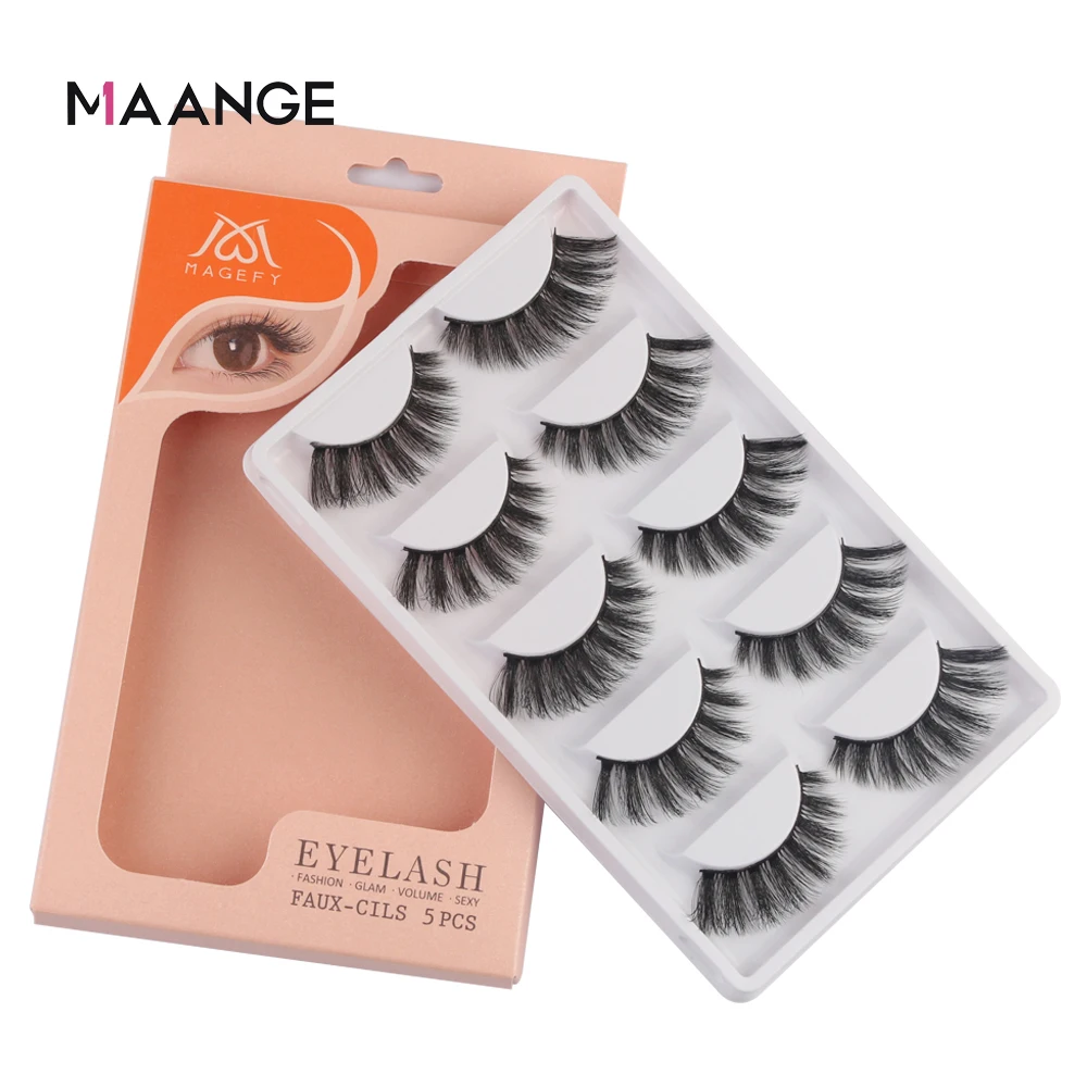 5 пар 3D норковые ресницы MAANGE натуральные перекрестные накладные длинные