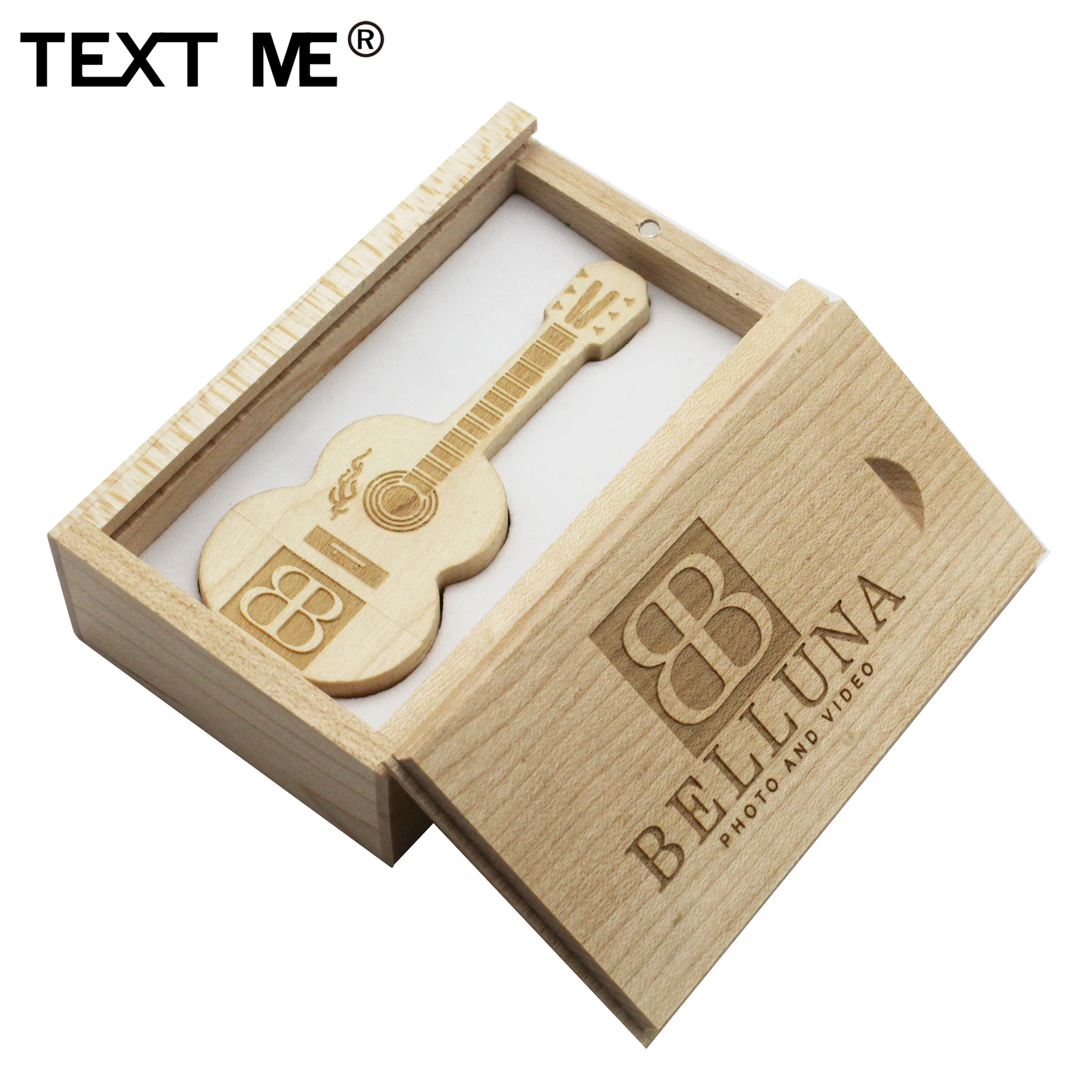 Деревянный USB-флеш-накопитель TEXT ME с логотипом гитары сделанный на заказ 4 ГБ 8 16 32