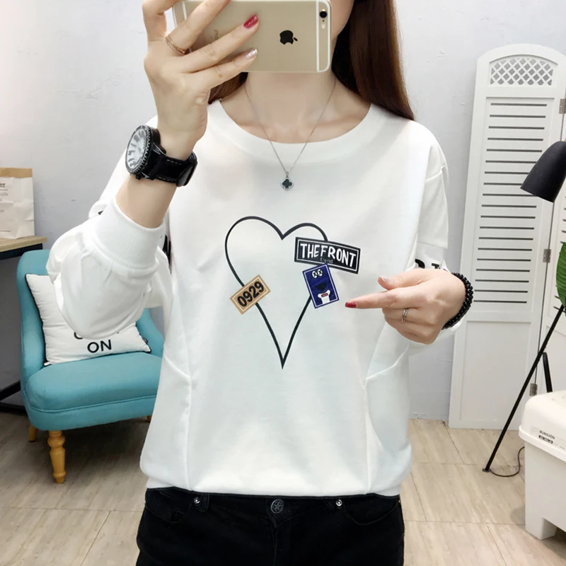 Женская толстовка с длинными рукавами повседневный Свободный пуловер надписью в