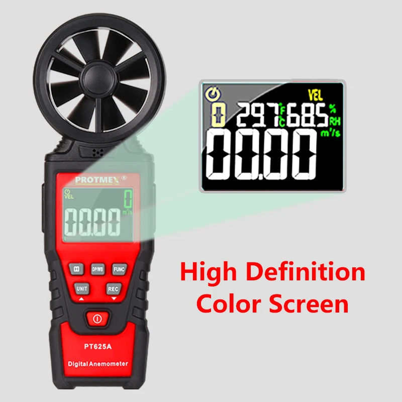 Digital Anemometer Handheld Wind Speed Meter Gauge Air Volume Meter Air Velocity Measuring Flow Meter Via LCD Screen